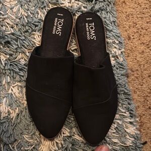 TOMS Elegant Black Slip-On Mules